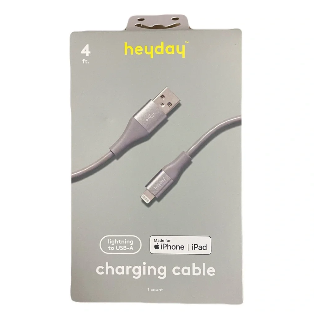 Heyday Silver Charging Cable for iPhone and iPad